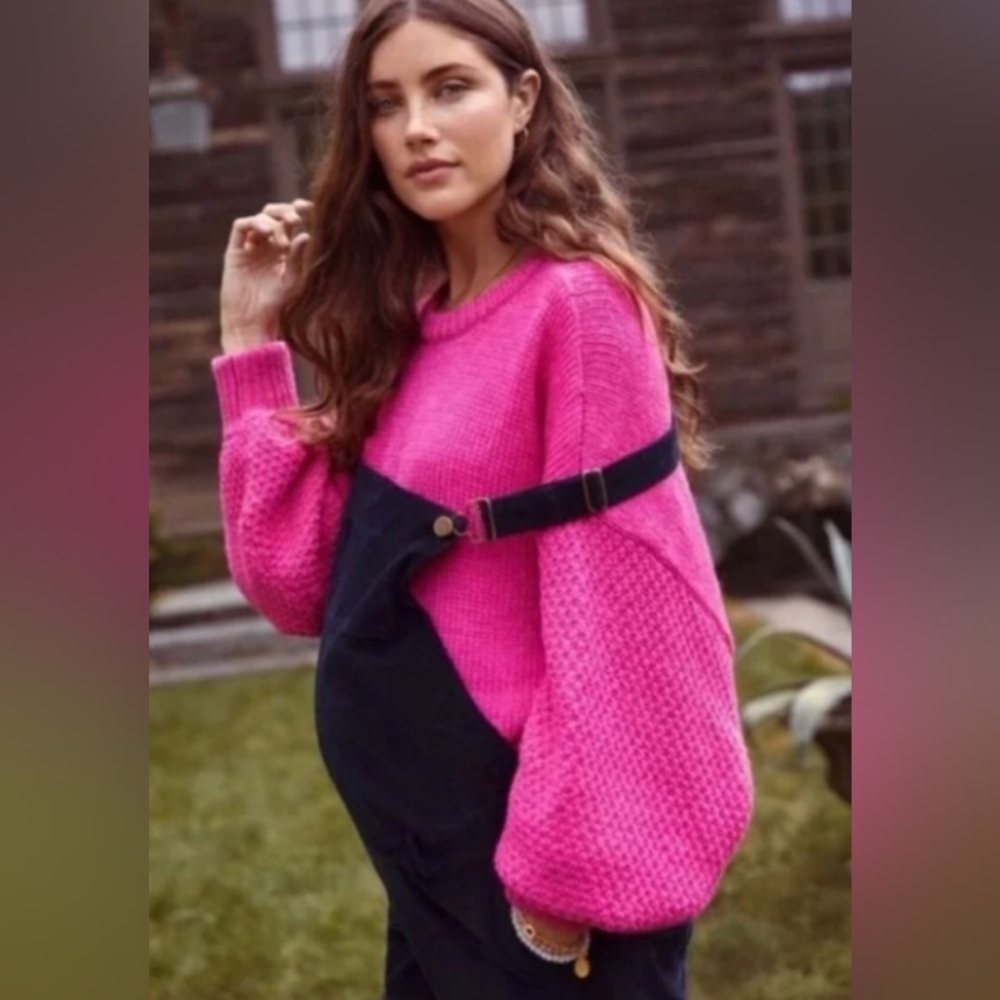 HATCH Collection | Vibrant Pink Crew Neck Sweater- Sz. 1 Maternity